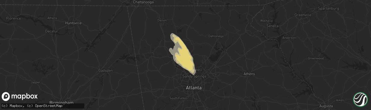 Hail map in Canton, GA on June 13, 2013