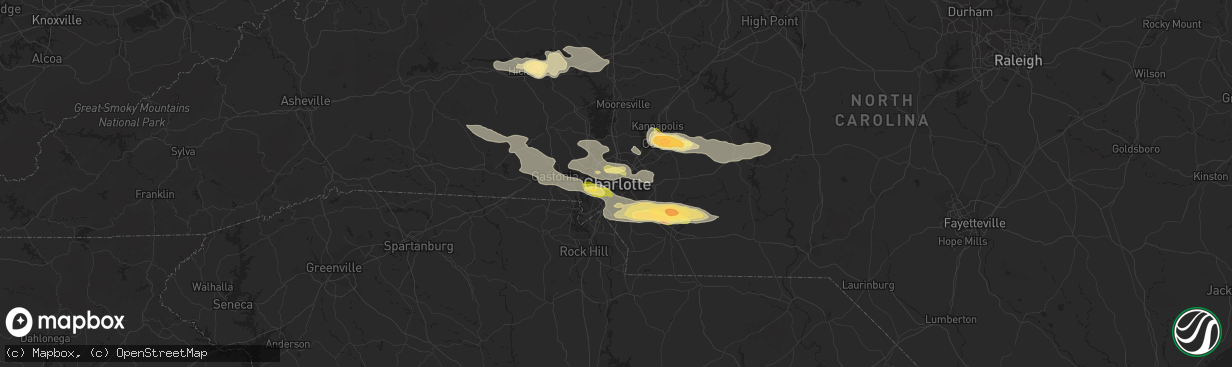 Hail map in Charlotte, NC on June 13, 2013