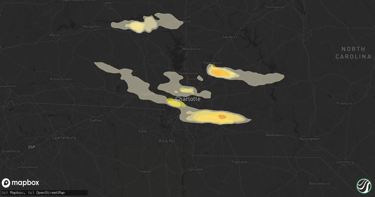 Hail map in Charlotte, NC on June 13, 2013
