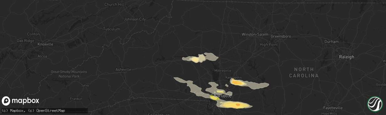 Hail map in Hickory, NC on June 13, 2013