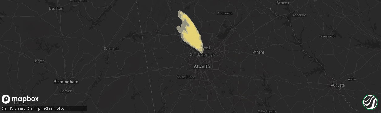 Hail map in Marietta, GA on June 13, 2013