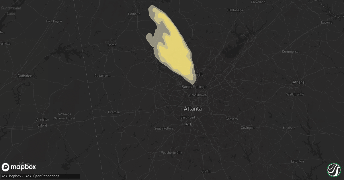 Hail map in Marietta, GA on June 13, 2013