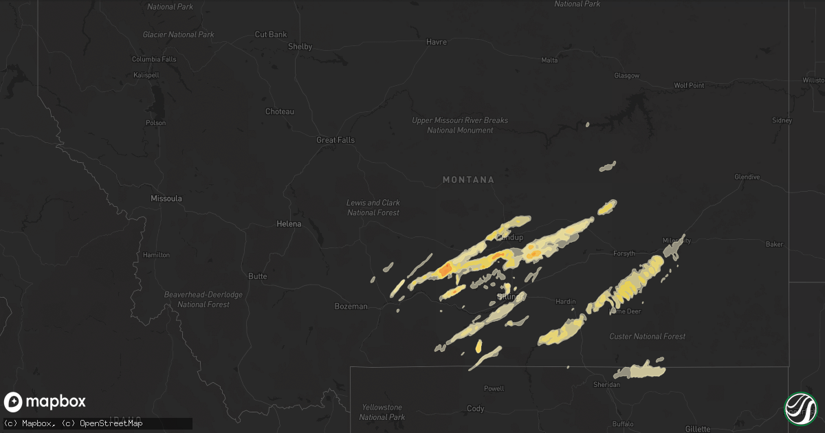 Hail map in Montana on June 13, 2013