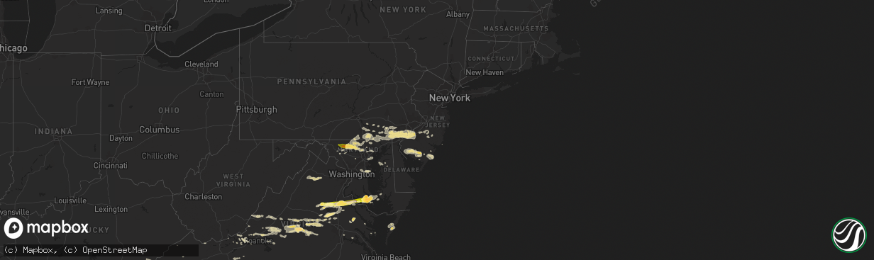 Hail map in New Jersey on June 13, 2013