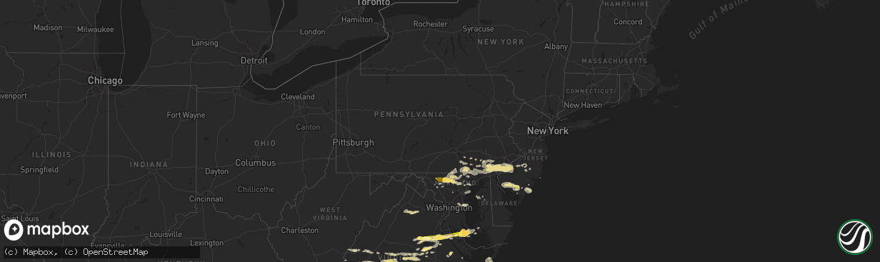 Hail map in Pennsylvania on June 13, 2013