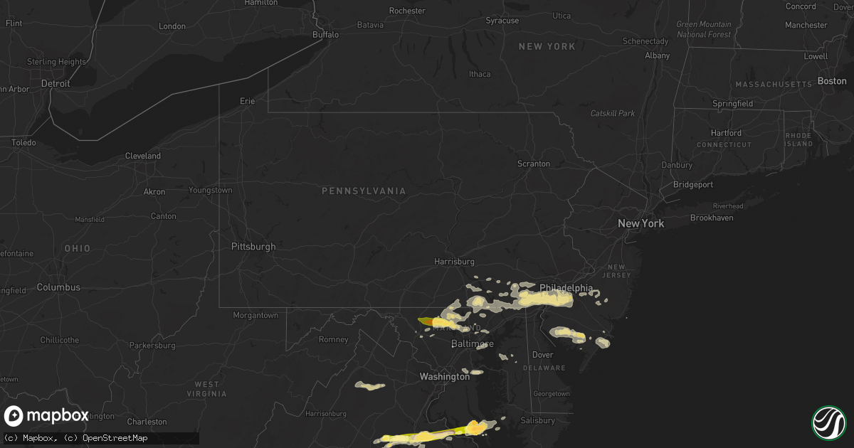 Hail map in Pennsylvania on June 13, 2013