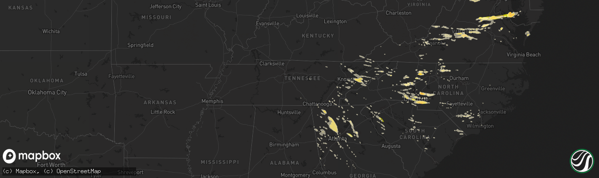 Hail map in Tennessee on June 13, 2013