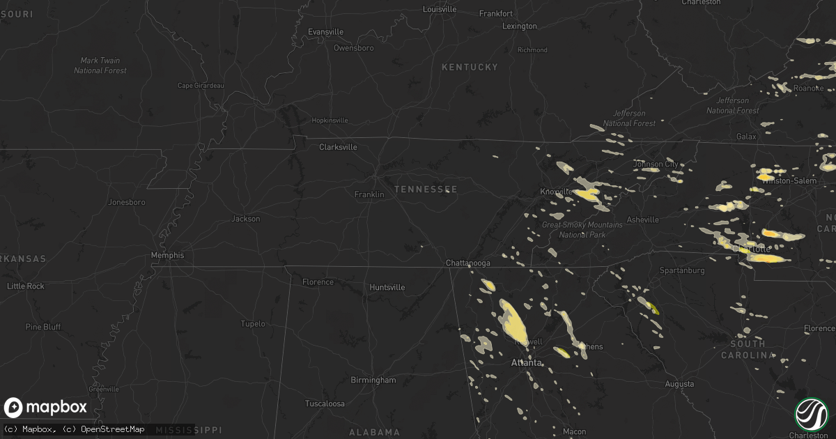 Hail map in Tennessee on June 13, 2013
