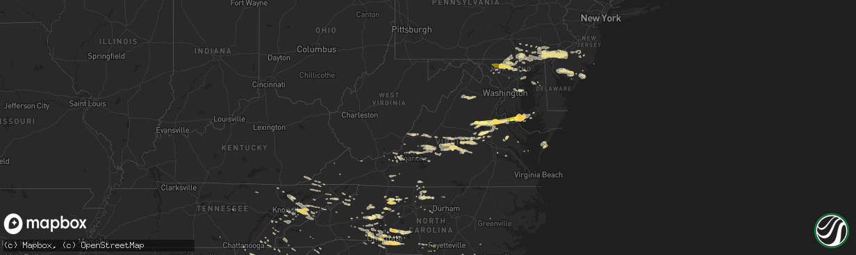 Hail map in Virginia on June 13, 2013