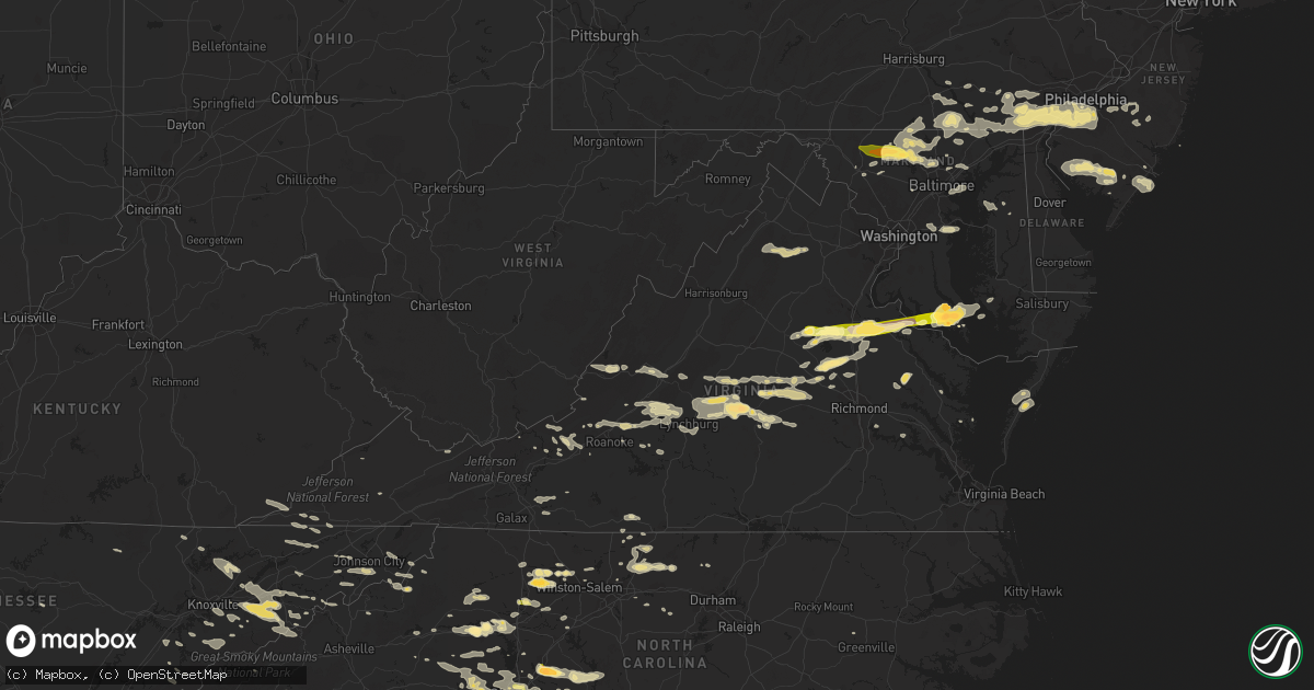 Hail map in Virginia on June 13, 2013