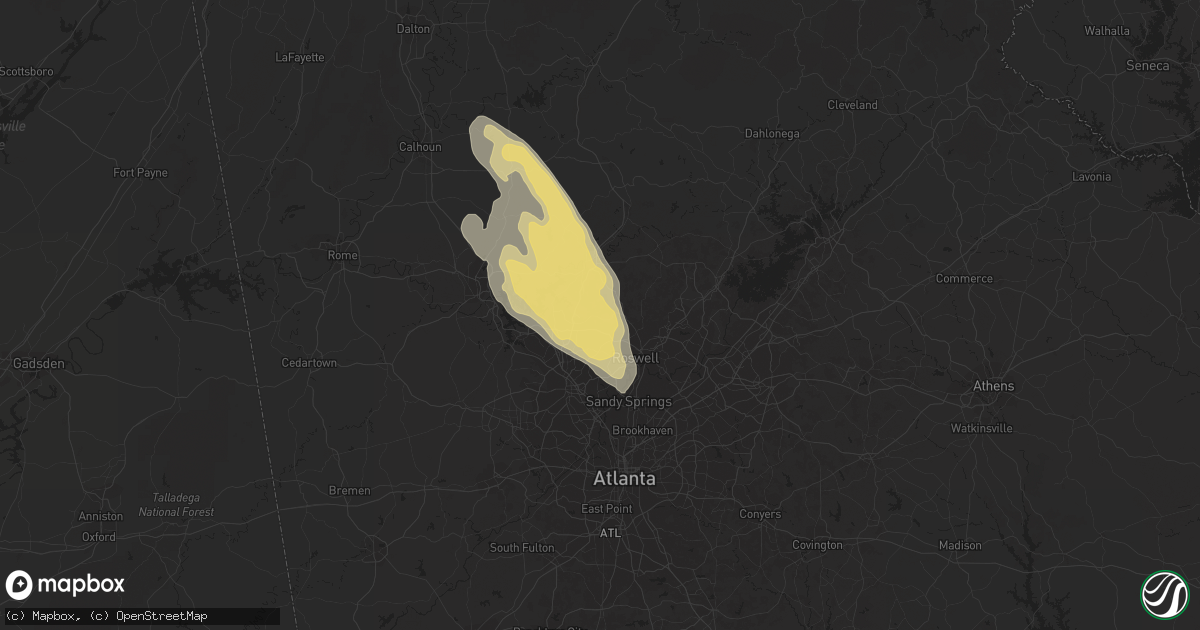Hail map in Woodstock, GA on June 13, 2013