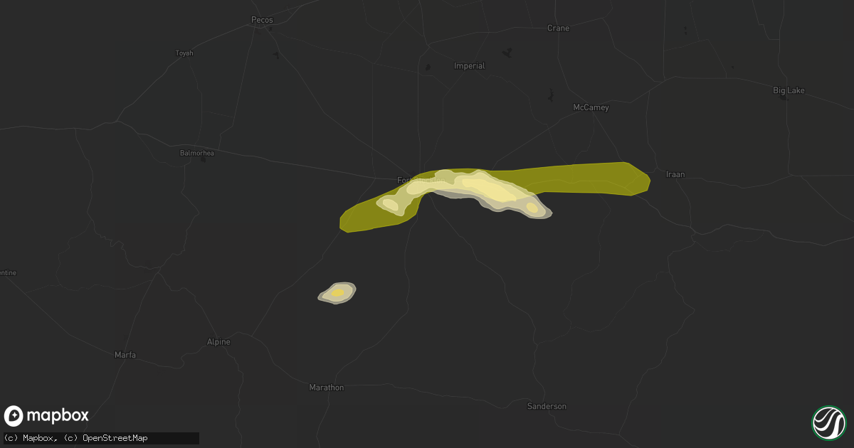 Hail map in Fort Stockton, TX on June 13, 2014