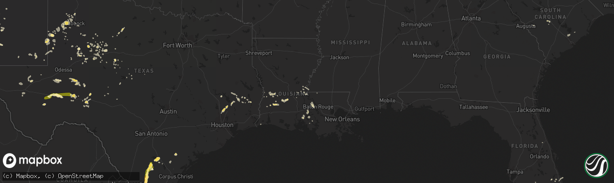 Hail map in Louisiana on June 13, 2014