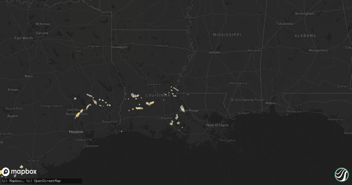 Hail map in Louisiana on June 13, 2014