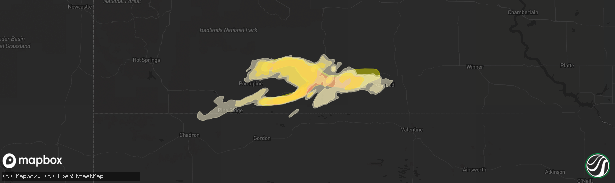 Hail map in Martin, SD on June 13, 2014