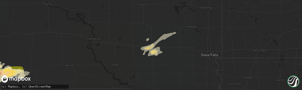 Hail map in Mitchell, SD on June 13, 2014