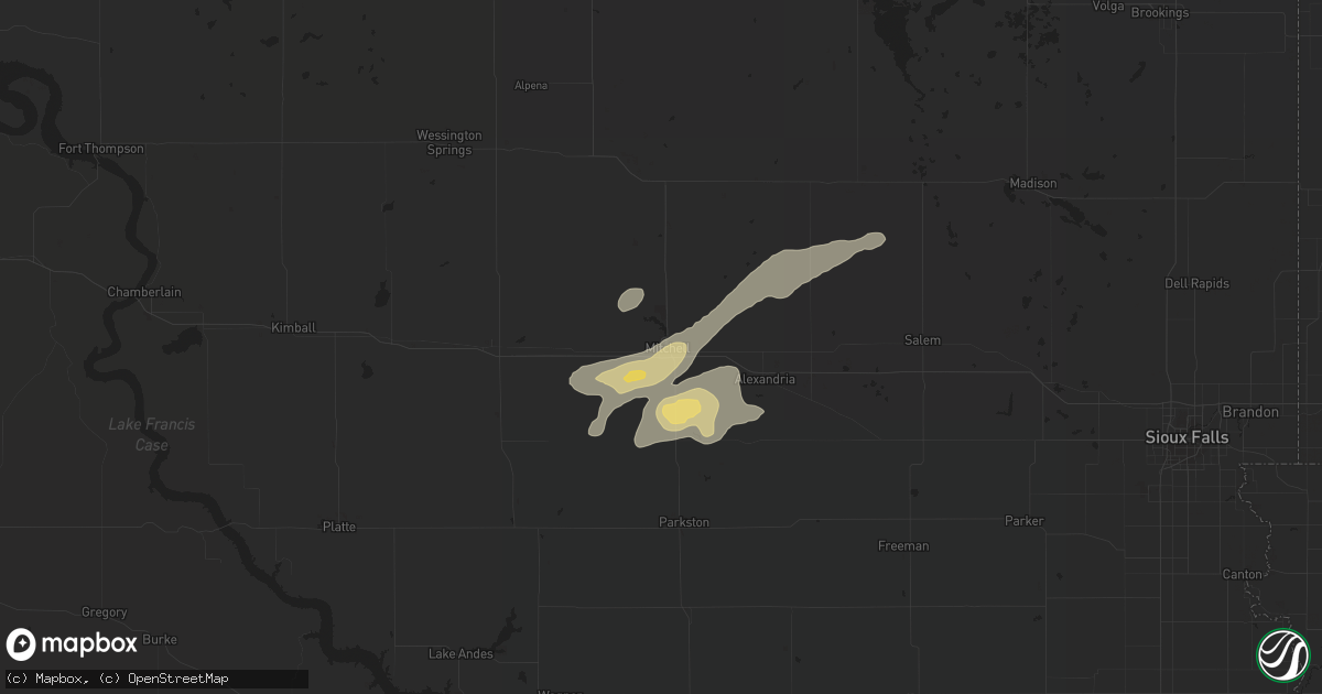 Hail map in Mitchell, SD on June 13, 2014