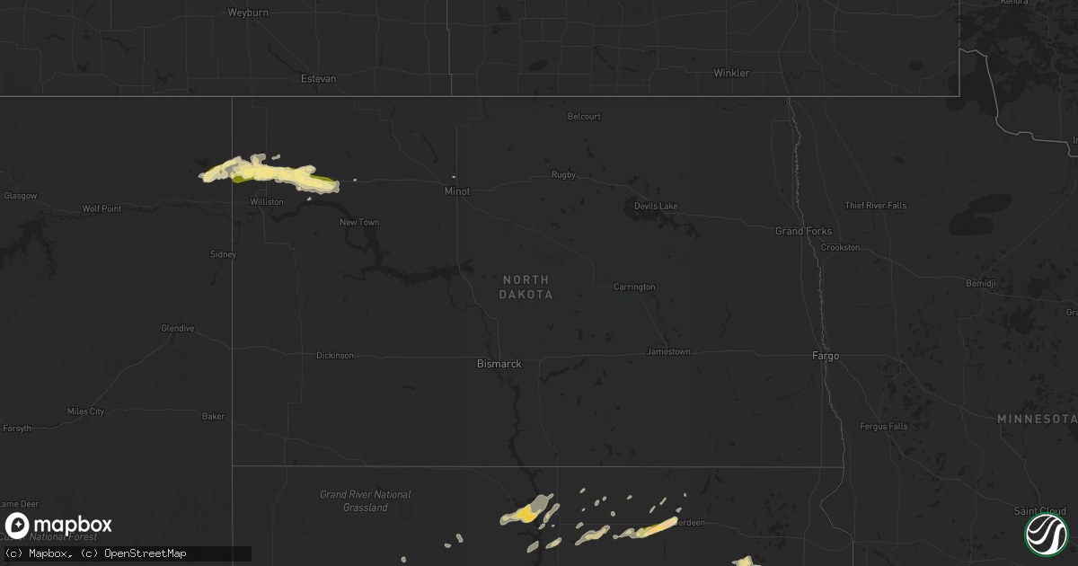 Hail map in North Dakota on June 13, 2014