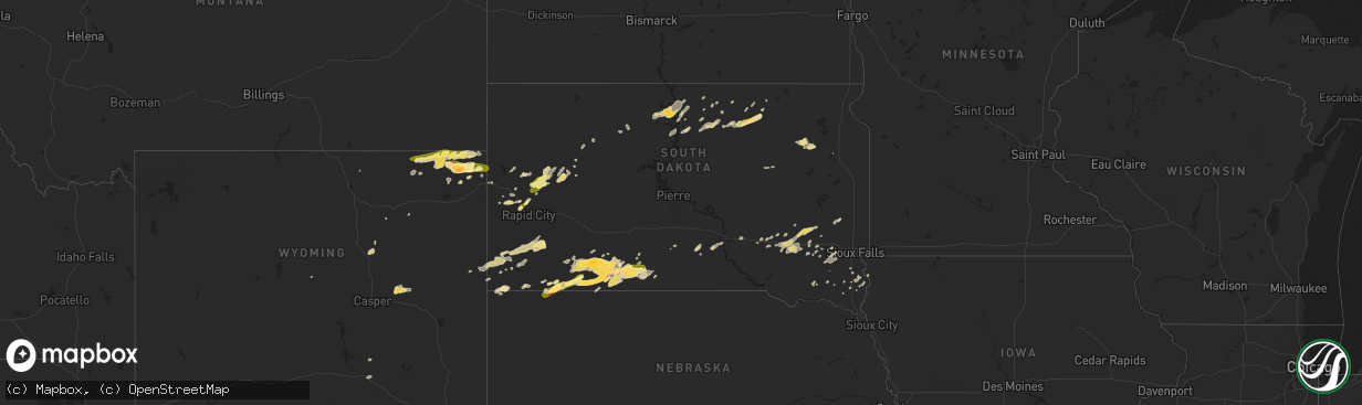 Hail map in South Dakota on June 13, 2014