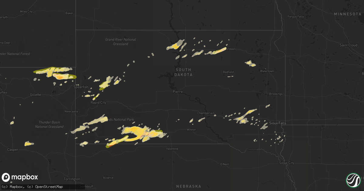 Hail map in South Dakota on June 13, 2014
