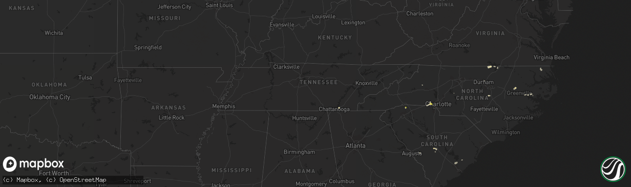 Hail map in Tennessee on June 13, 2014