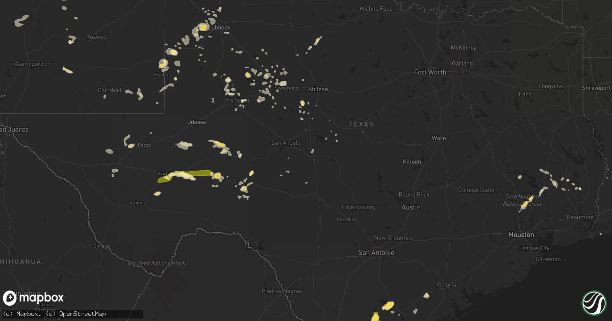 Hail map in Texas on June 13, 2014