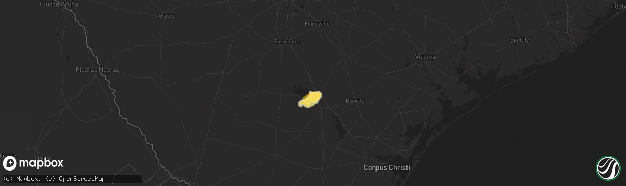 Hail map in Three Rivers, TX on June 13, 2014