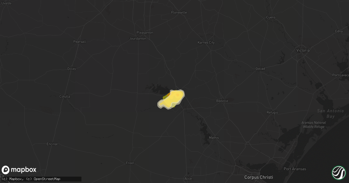 Hail map in Three Rivers, TX on June 13, 2014
