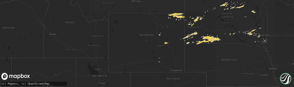 Hail map in Wyoming on June 13, 2014