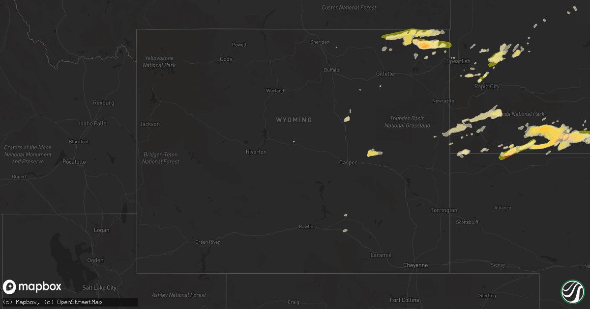 Hail map in Wyoming on June 13, 2014