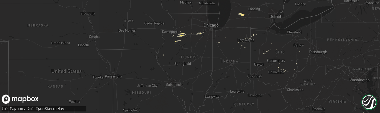 Hail map in Illinois on June 13, 2015