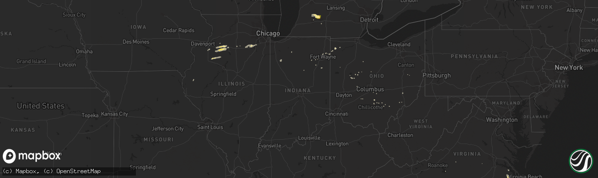 Hail map in Indiana on June 13, 2015