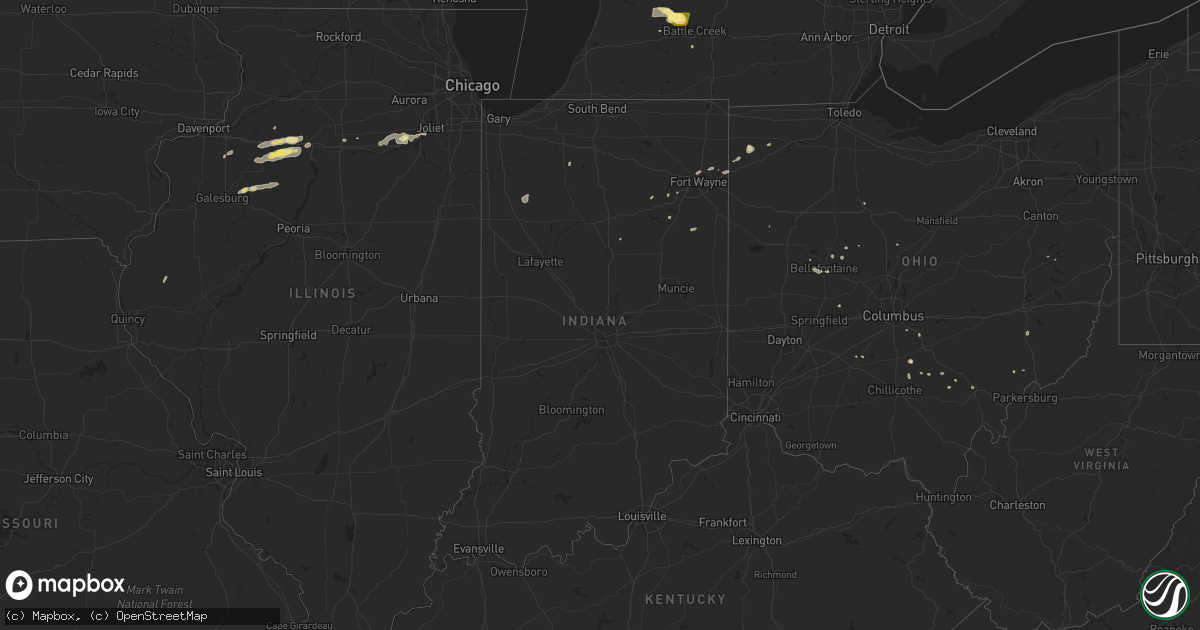 Hail map in Indiana on June 13, 2015