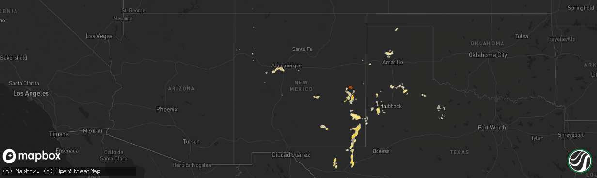 Hail map in New Mexico on June 13, 2015