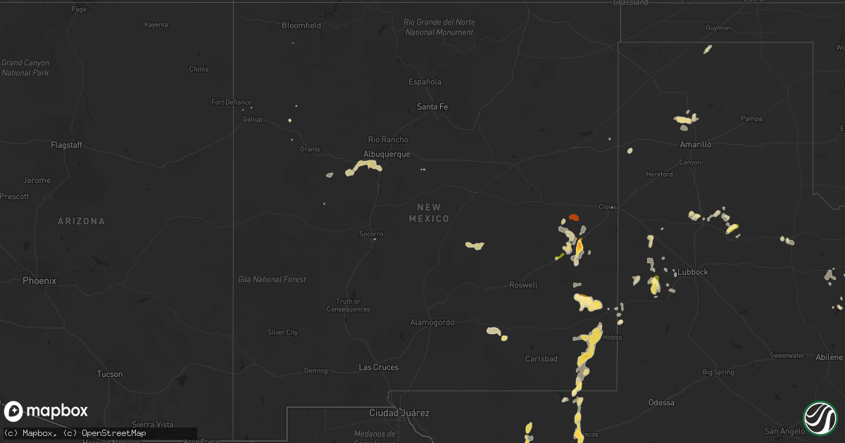 Hail map in New Mexico on June 13, 2015
