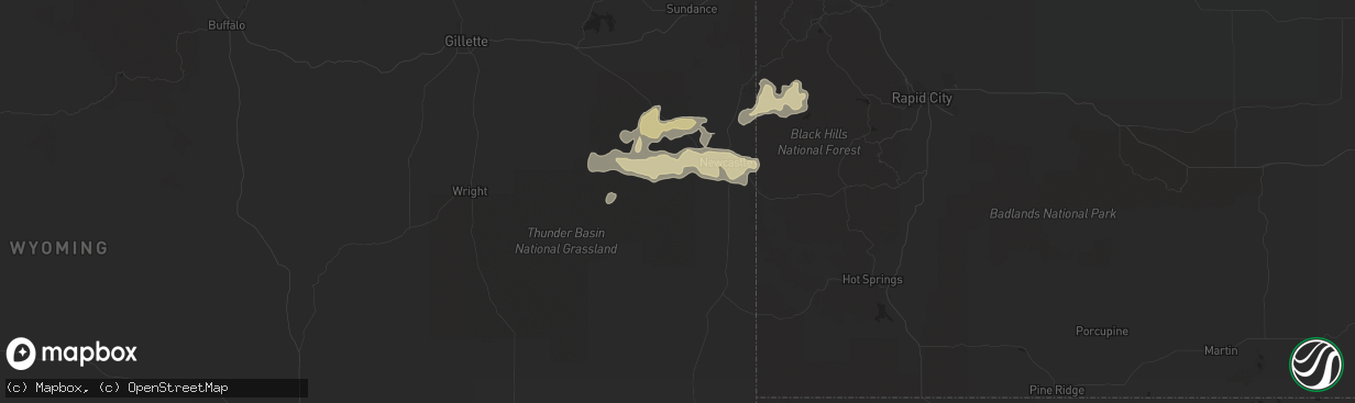 Hail map in Newcastle, WY on June 13, 2015