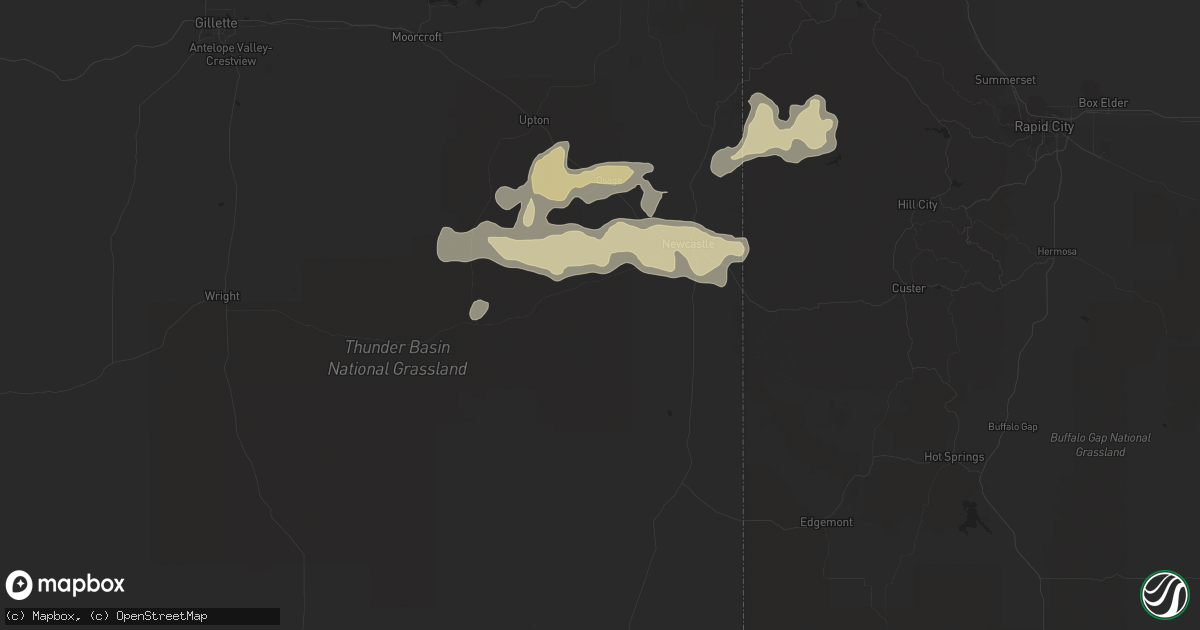 Hail map in Newcastle, WY on June 13, 2015