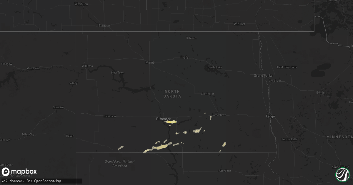 Hail map in North Dakota on June 13, 2015