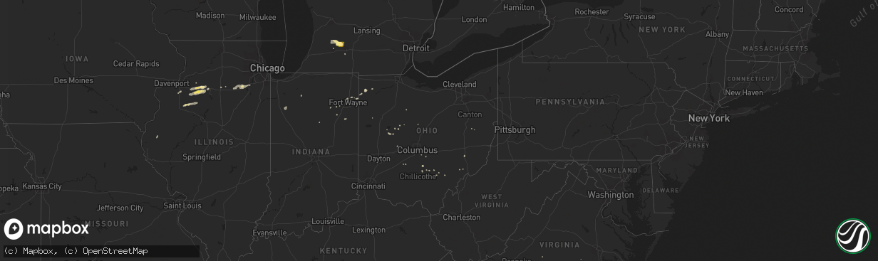 Hail map in Ohio on June 13, 2015