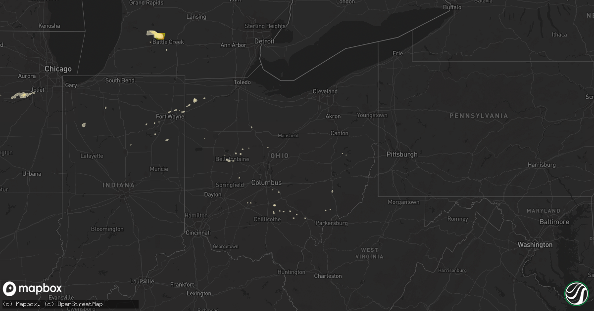 Hail map in Ohio on June 13, 2015