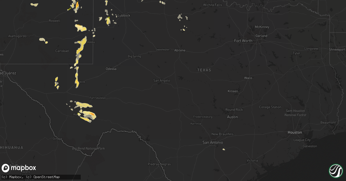 Hail map in Texas on June 13, 2015