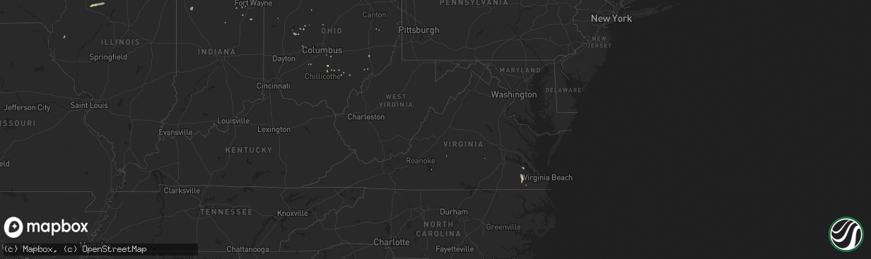 Hail map in Virginia on June 13, 2015