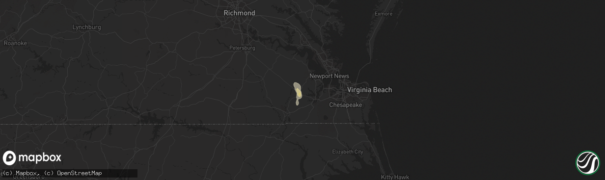 Hail map in Windsor, VA on June 13, 2015