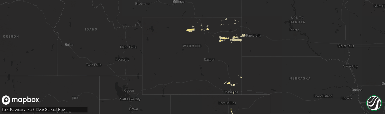 Hail map in Wyoming on June 13, 2015