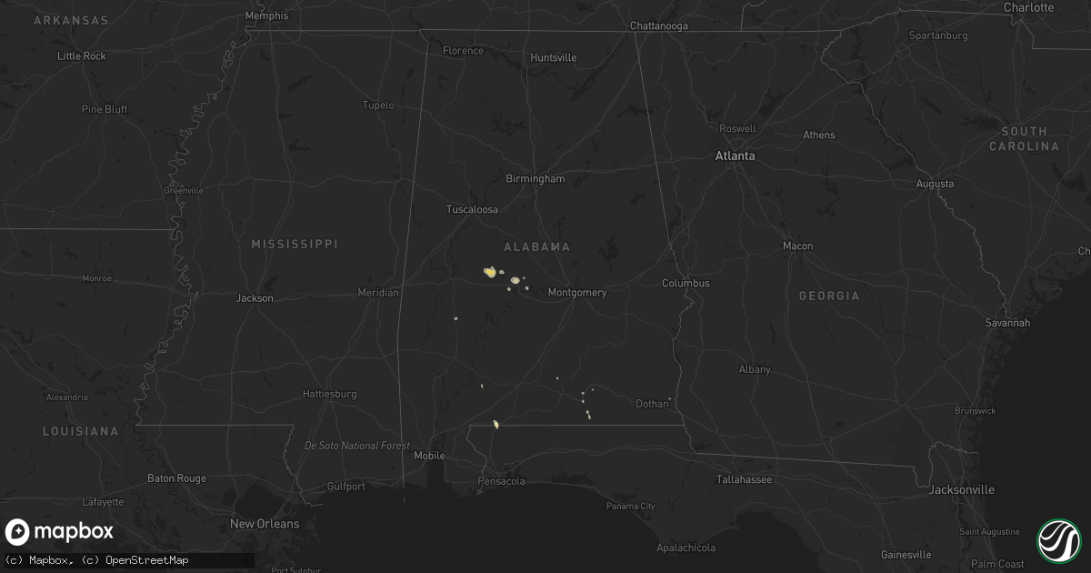 Hail map in Alabama on June 13, 2016