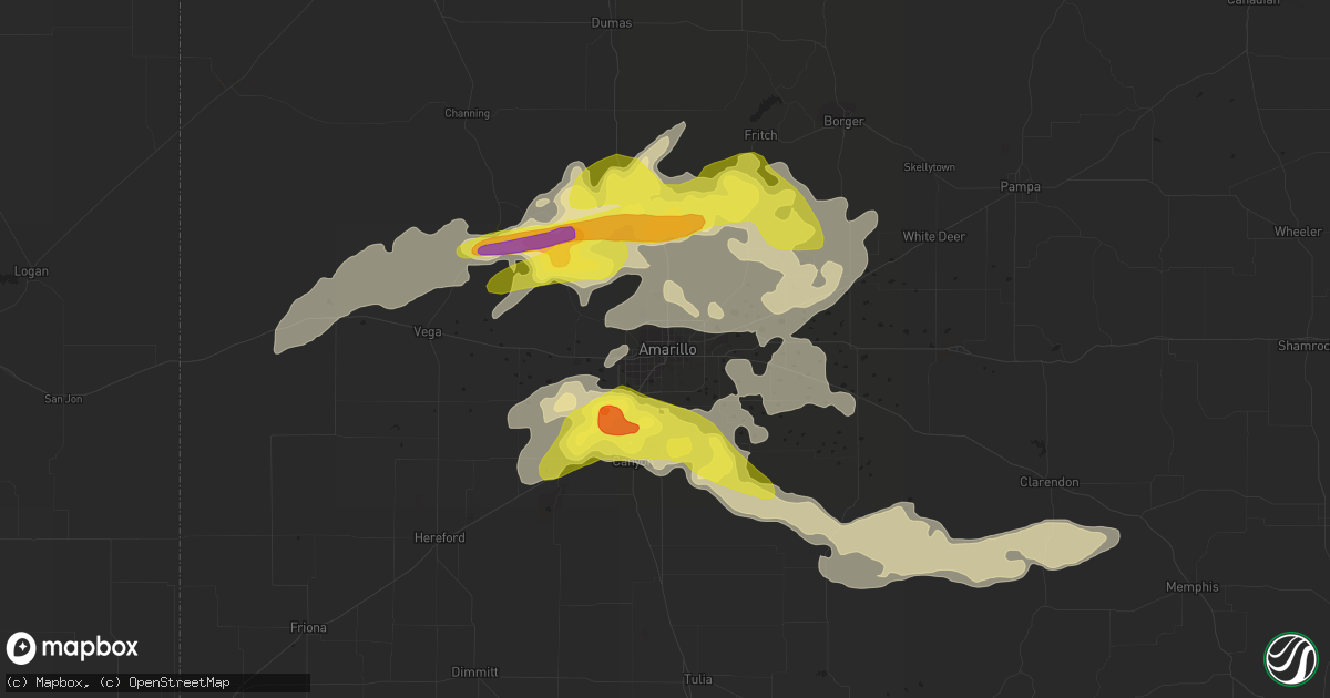 Hail map in Amarillo, TX on June 13, 2016