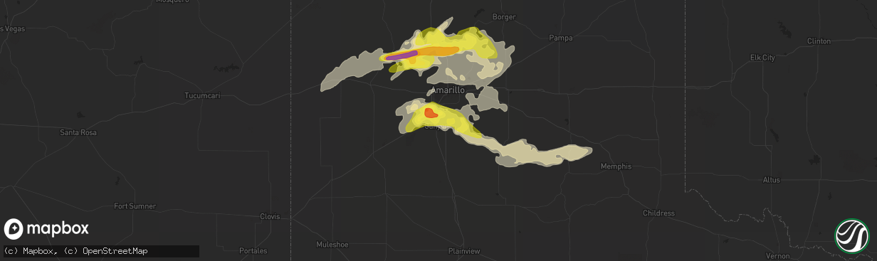 Hail map in Canyon, TX on June 13, 2016