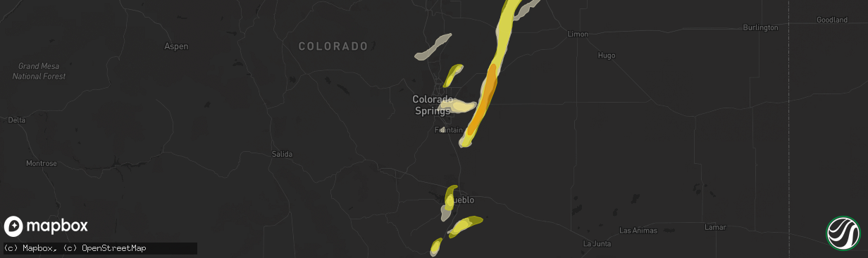 Hail map in Colorado Springs, CO on June 13, 2016