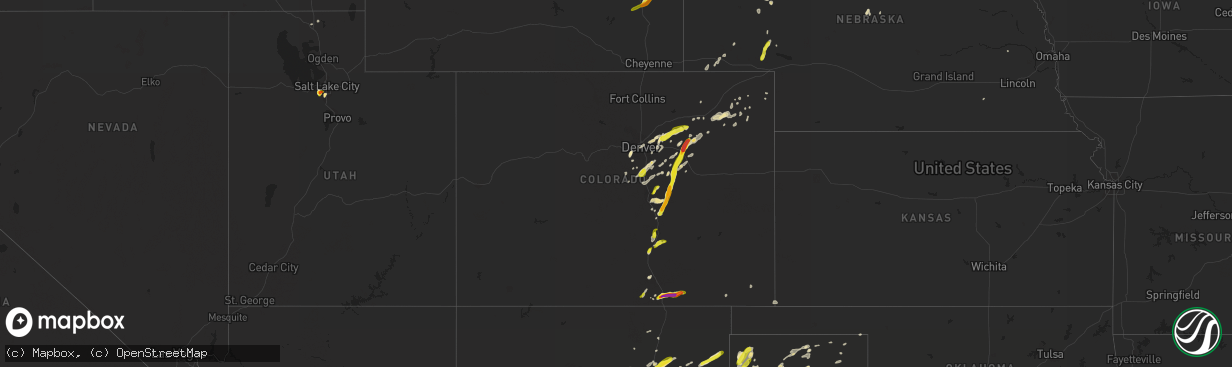 Hail map in Colorado on June 13, 2016