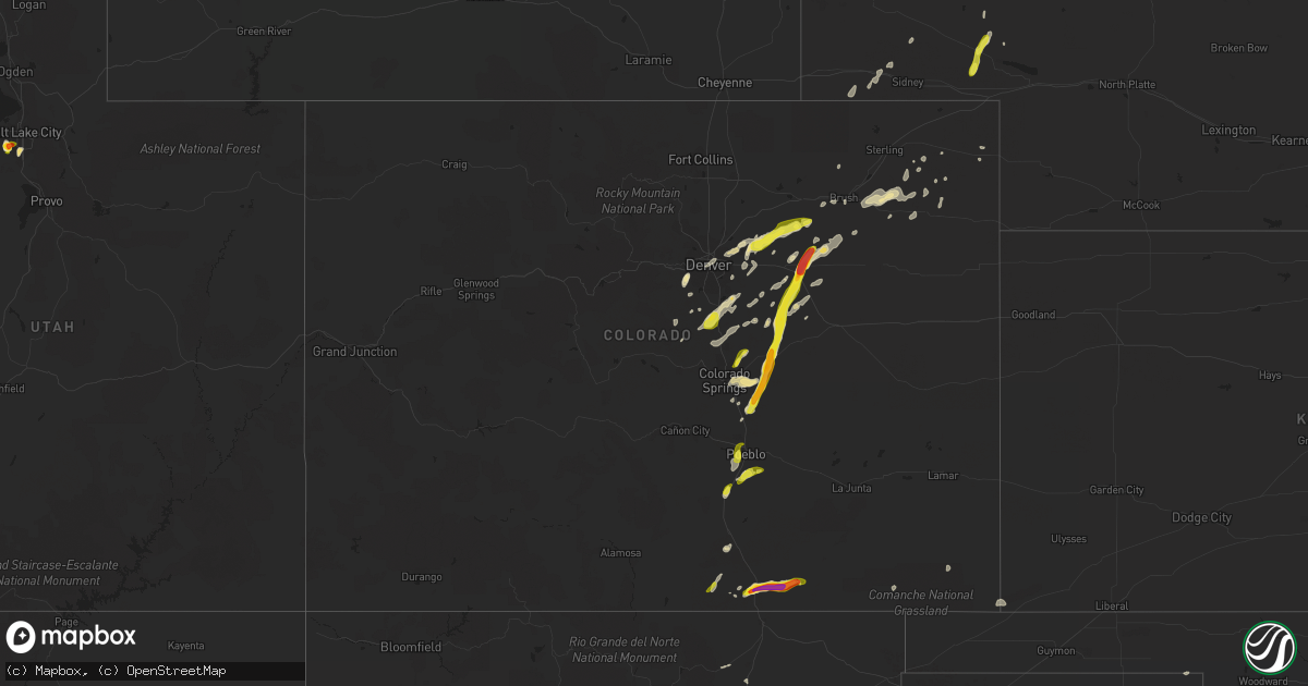 Hail map in Colorado on June 13, 2016